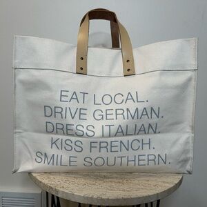 BF Blackberry Farm Canvas Tote with Leather Handles Smile Southern